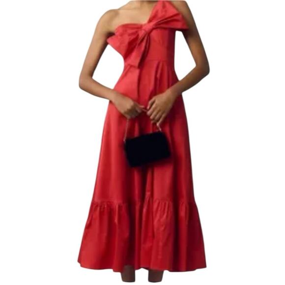 Anthropologie Hutch Strapless Midi Dress with Bow Detail Pink Size 2* - Picture 6 of 9